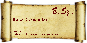 Betz Szederke névjegykártya